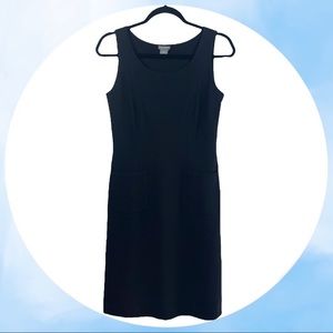 Ann Taylor LBD Black Dress Sleeveless Front Pockets 0